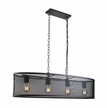 Searchlight Ketten-Kronleuchter FISHNET 4xE27/60W/230V schwarz