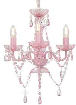 vidaXL Kronleuchter mit Perlen Rosa Rund 3×E14 (281598)