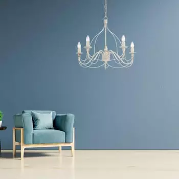IDEAL LUX Corte Pendelleuchte 5-flammig E14 Ø640mm dimmbar Weiß Antik (005881)