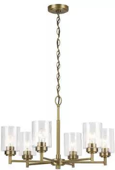 Elstead Lighting Winslow Kronleuchter 6xE27 Naturmessing Glas mit Luftbl&auml;schen (KL-WINSLOW6-NBR)