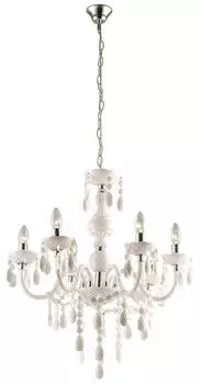 Globo Kronleuchter Kristallbehang 6-flammig, Metall, weiß/Chrom, E14, Ø67cm