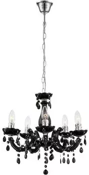 Globo Kronleuchter 5-flammig Kristallbehang Schwarz/Chrom E14 44x128cm