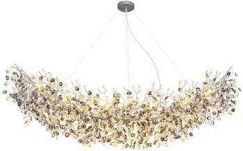 Globo QUEENA Pendelleuchte Glaskristalle rauchfarben silber H120cm (82675549-0)