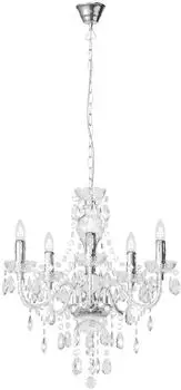 Lindby Merida Kronleuchter 5-flammig, Metall, chrom, Ø52cm (9621171)