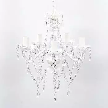 vidaXL Kristall-Kronleuchter Deckenleuchte, 5 Flammen, Transparent (240309)