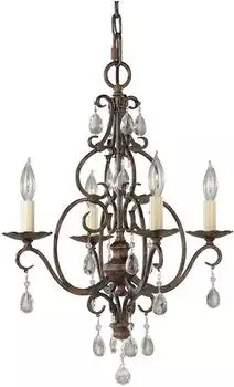 Elstead Lighting Kronleuchter Kristall 4-flammig E27 Antik Bronze Stahl