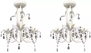 vidaXL Kronleuchter Kristall Weiß, 2er-Set (278738)