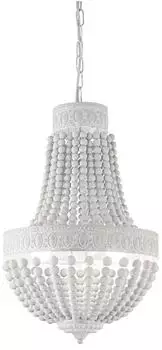IDEAL LUX Monet Pendelleuchte Holz, weiß, 5xE14, dimmbar (162737)