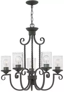 Elstead Lighting Kronleuchter 5-flammig klassisch, Glas, Schwarz Antik (E27)