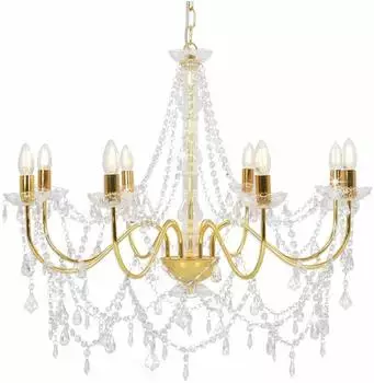 vidaXL Kronleuchter mit Perlen, gold, 8x E14 (281607)