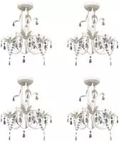 vidaXL Kristall-Deckenleuchte Kronleuchter 4 Stk. Elegantes Wei&szlig;
