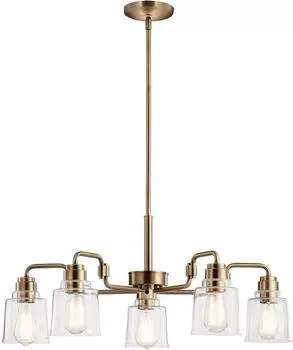 Elstead Lighting Aivian Kronleuchter Stahl Glas 5-flammig, verwittertes Messing (KL-AIVIAN5-WBR)