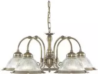 Searchlight H&auml;ngeleuchte "American Diner 5Lt Pendant - Antique Brass & Ribbed...