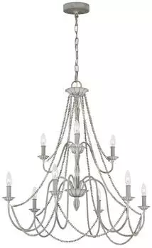 Elstead Lighting Maryville Kronleuchter Stahl Holz Grau 9-flammig E14