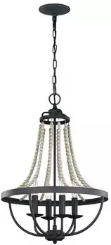 Elstead Lighting Nori Kronleuchter 4-flammig, Holz grau, Stahl zink verwittert (FE-NORI4-DWZ)