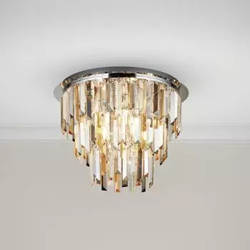 Licht-Erlebnisse Clarissa Deckenleuchte 5-flammig, Metall/Glas, chrom/champagner