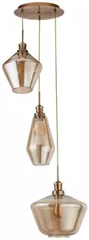 Searchlight Mia Kronleuchter 3-flammig, Messing, bernsteinfarbenes Glas, E27 (MIA)
