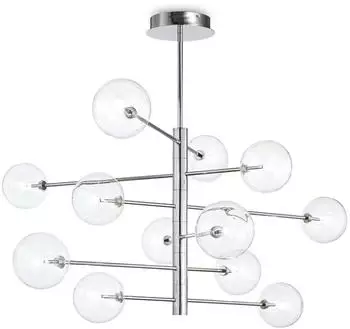 IDEAL LUX Equinoxe Pendelleuchte 12-flammig, Glas & Metall, chrom/rauch (345390)
