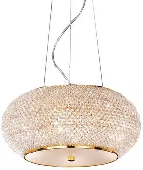 IDEAL LUX Pasha' Pendelleuchte Metall-Kristall, gold, 6x E14, dimmbar (082172)