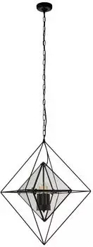 Searchlight Diamond Pendelleuchte, Stahl, schwarz/transparent, 3-flammig E14