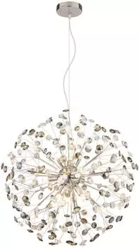 Globo Pendelleuchte Kristall, 9-flammig, G9 LED, rauch/klar