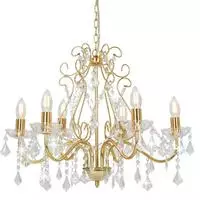 vidaXL Kronleuchter mit Kristallperlen Golden Rund 6&times;E14