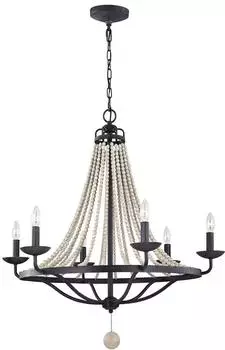 Elstead Lighting Nori Kronleuchter 6-flammig, Metall/Holz, dunkel verwittertes Zink/Treibholzgrau (FE-NORI6-DWZ)