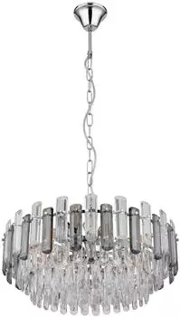 Globo Pendelleuchte Kristall, Rauchglas, chrom, 12x E14