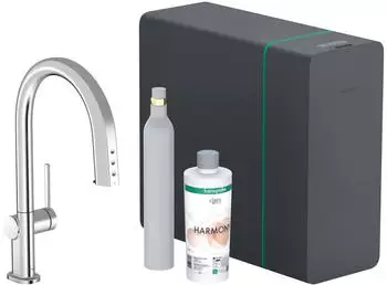 Hansgrohe Aqittura M91 Sodasystem 210 Ausziehauslauf 1jet mit sBox lite Ausladung 215mm chrom (76839000)
