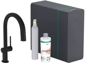 Hansgrohe Aqittura M91 Sodasystem 210 Ausziehauslauf 1jet mit sBox lite Ausladung 215mm mattschwarz (76839670)