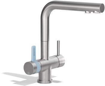 BRITA 3 Wege Küchenarmatur mit Wasserfilter eckig Edelstahl