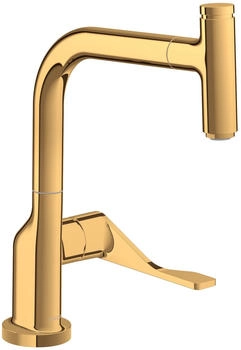 Hansgrohe Axor Citterio DN15 Einhebel K&uuml;chenmischer Select 230 mit Ausziehauslauf polished gold optic (39861990)