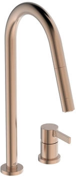 Ideal Standard Gusto 2-Loch Einhebel-K&uuml;chenarmatur mit ausziehbarem Auslauf warm sunset geb&uuml;rstet (BD424J4)