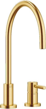Dornbracht Zweilochbatterie Einzelrosetten TARA Spülbrausegarnitur Messing gebürstet 23kt Gold Hochdruck (32816888-28+27731970-28)
