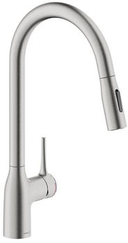 SystemCeram Küchenarmatur Mania Soft herausziehbare Handbrause Edelstahlfinish Hochdruck (10349)