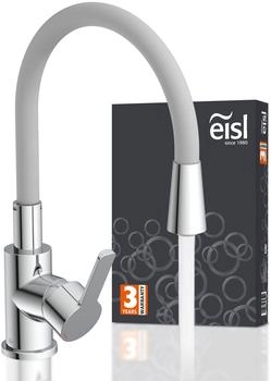 Eisl Flexo Sp&uuml;ltischarmatur Chrom/Hellgrau mit Soft-Touch Schlauch 360&deg; schwenkbar (NI186FLHG)