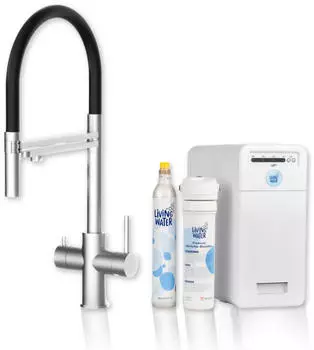Living Water LivingTap Pro 5-Wege-Brauseauslauf schwarz/Edelstahl geb&uuml;rstet