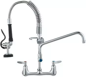 VEVOR Gewerbe-K&uuml;chenarmatur Wandmontage Messing 53cm mit Vorsp&uuml;lbrause (BGSYCXSLTBGS9X3AC)