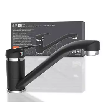 Eisl Speed Sp&uuml;ltischarmatur Einhebelmischer 360&deg; schwenkbar, Chrom/Schwarz (NI182SCR-B)
