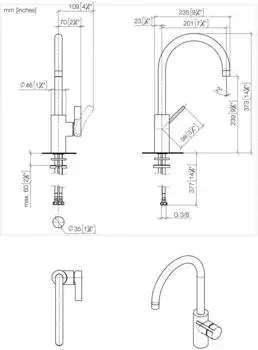 Dornbracht Tara Ultra Einhebelmischer Festauslauf 201mm Bronze geb&uuml;rstet (33800875-42)