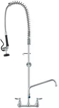 VEVOR Kommerzielle Wandmontage-K&uuml;chenarmatur mit Vorsp&uuml;lbrause, Messing, 118cm H&ouml;he, 203mm Mitte, 305mm Schwenkauslauf