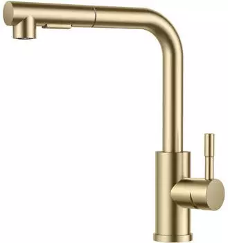 LuxusKollektion Küchenarmatur Hochdruck, ausziehbare Brause, 360° schwenkbar, gebürstetes Gold
