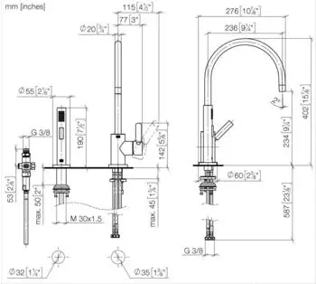 Dornbracht TARA Einhebelmischer f&uuml;r Sp&uuml;l-/Profibrause 235mm Champagne geb&uuml;rstet (33836888-46)