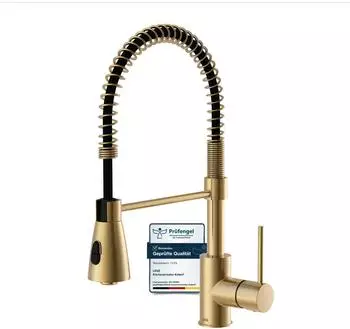 Lenz Elektronik KALANI&sup2; K&uuml;chenarmatur Gold, Pendelbrause, 2 Strahlarten, 360&deg; schwenkbar (46070341)