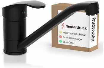instmaier Vera Sp&uuml;ltischarmatur Niederdruck 360&deg; schwenkbar Schwarz matt (K1)