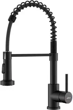 LuxusKollektion Küchenarmatur mit Brause, schwarz, 360° drehbar, 2 Strahlarten, Hochdruck