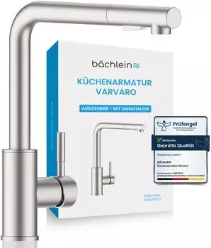 Bächlein Varvaro Küchenarmatur, Edelstahl gebürstet, 360°, ausziehbarer Schlauch (325f2449-b6a3-42ee-9591-42fcb08ea850)