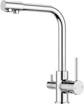 LuxusKollektion 3-Wege-Wasserhahn Mischbatterie Edelstahl mit Trinkwasserauslauf