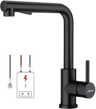 LuxusKollektion Niederdruck Küchenarmatur ausziehbar, 2 Strahlarten, schwarz, Edelstahl 304