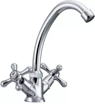 Hydroland B203 Waschtischarmatur Retro Zweigriff, Chrom/Messing (B203)